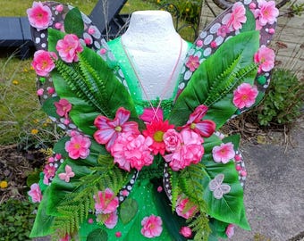 Ezra the Flower Fairy Wings: Pink Floral Costume Butterfly Wings for Adults & Children