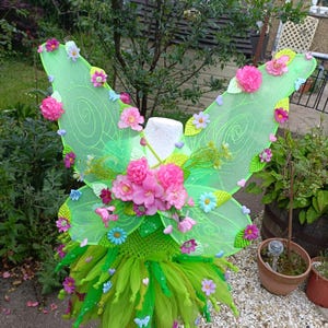 Olette Green Flower Fairy Wings: Pink Floral Costume, Adult & Child