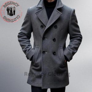 New Custom Made Handcrafted Men&#39;s Wool Trench Coat – Custom Victorian Steampunk Long Coat for Timeless Elegance & Vintage Fashion –