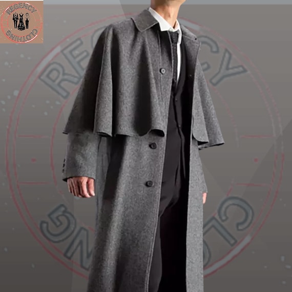 New Handmade Inverness Cape Coat – Wool Overcoat With Classic Cape