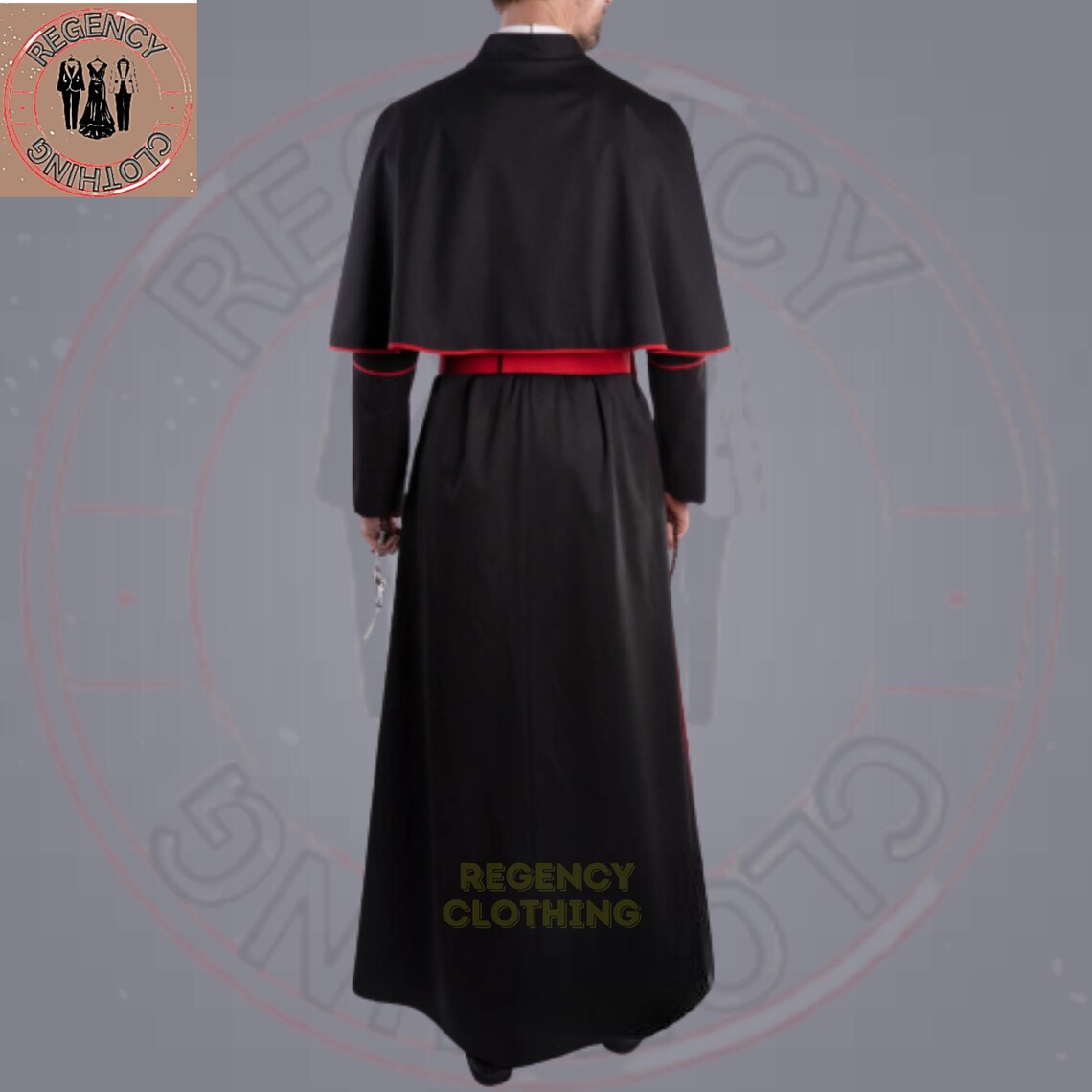 Pimp Robe Bishop Wool Cassock With Cape Red Sash & Trim – Clergy Catholic Robe ...