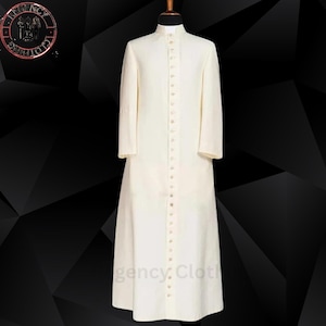 Batina de padre católico edição especial – Veste clerical tradicional de tamanho personalizado – Elegante túnica litúrgica para igreja – Traje sacerdotal -