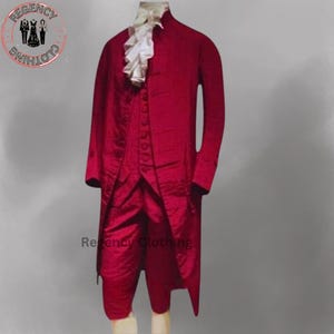 New Men&#39;s Red Wool 18th Century Military Frock Coat – Custom Victorian Regency Tailcoat – Christmas Historical Costume for Timeless Elegance