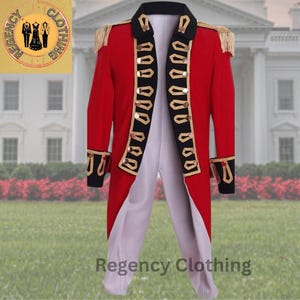Custom Handmade  Washington Costume for Men – 1770s Colonial Red Officer Uniform – Revolutionary War Historical Soldier Outfit