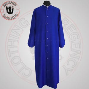 Spersonalizowana niebieska wełniana sutanna dla duchownych – spersonalizowana szata liturgiczna, szata katolicka – dostępna w bawełnie