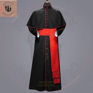 Customized Clergy-Inspired Bishop Cassock with Inverness Cape - Priest Robe, Cosplay Vestments & Cincture - Clergy Robe - Roman Priest Robe