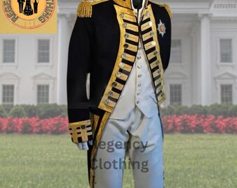 Custom British Royal Navy Wool Jacket – Vice Admiral Military Uniform, Steampunk Cosplay