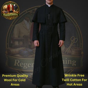 Spersonalizowana, miękka, skośna sutanna księża katoliccy w kolorze czarnym na gorący klimat – wełna na zimną pogodę