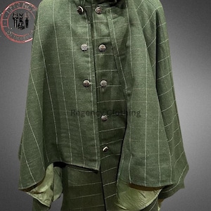 New Arrival: Men&#39;s Victorian Inverness Cape Coat | Garrick Coachman Style | Beige & Green Wool | Sherlock Holmes-Inspired Formal Slim Fit