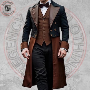 Men's Wool 18th Century Frock Coat - Military Steampunk Victorian Jacket - Elegant Vintage Outerwear for Event