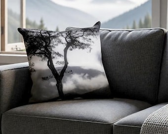 Misty Mountain View – Decorative Throw Pillow