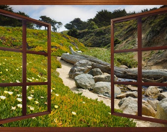 California Canyon View Wall Mural, Faux Window Decal