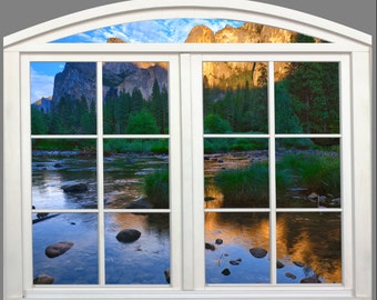 Wall mural window, self adhesive, yosemite-curved window frame-3 sizes available-perfect gift