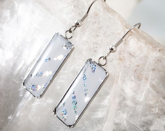 Upcycled Bath and Body Works label jewelry - Pure Wonder Label Earrings