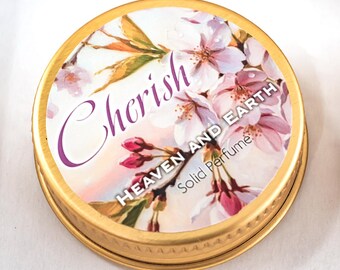Solid Perfume – Floral Solid Perfume, Natural Beeswax Perfume, Romantic Handmade Gift Tin - Cherish