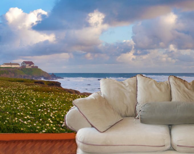 Featured listing image: Giant Wall Mural Decal, Big Sur Coast with Lighthouse, 8 feet by 13 feet