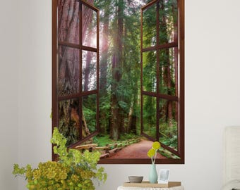 Muir Woods Window View Wall Mural, Redwood Forest Decal