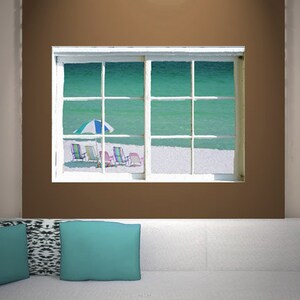 Wall mural window, self adhesive, window view-3 sizes available-Navarre beach-perfect gift image 2