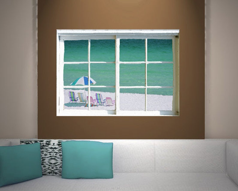 Wall mural window, self adhesive, window view-3 sizes available-Navarre beach-perfect gift image 2
