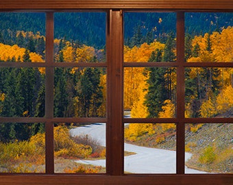 Wall mural window, self adhesive, Colorado window view-3 sizes available- Cottonwood Pass View-perfect gift
