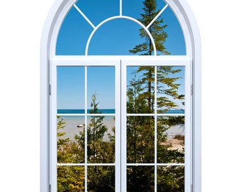 Wall mural window, self adhesive, View of Lake Huron- window view-36x60