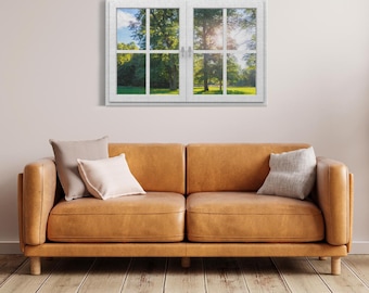 Stretched ready to hand canvas - Sunlit Meadow Window – Canvas Wrap