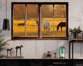 Wall mural window, self adhesive -Cades Cove window view-3 sizes available-perfect gift