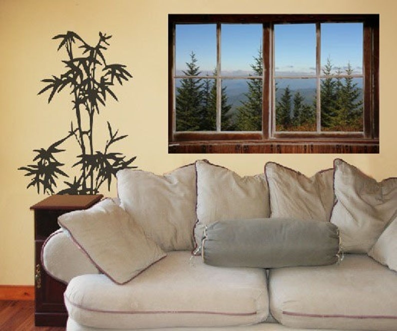 Wall Mural Window Self Adhesive View Thru Fir Trees Window Etsy
