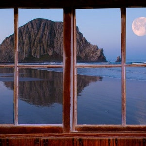 Wall mural window, self adhesive, California Coast window view-3 sizes available-MORRO BAY-perfect gift