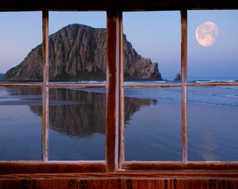Wall mural window, self adhesive, California Coast window view-3 sizes available-MORRO BAY-perfect gift