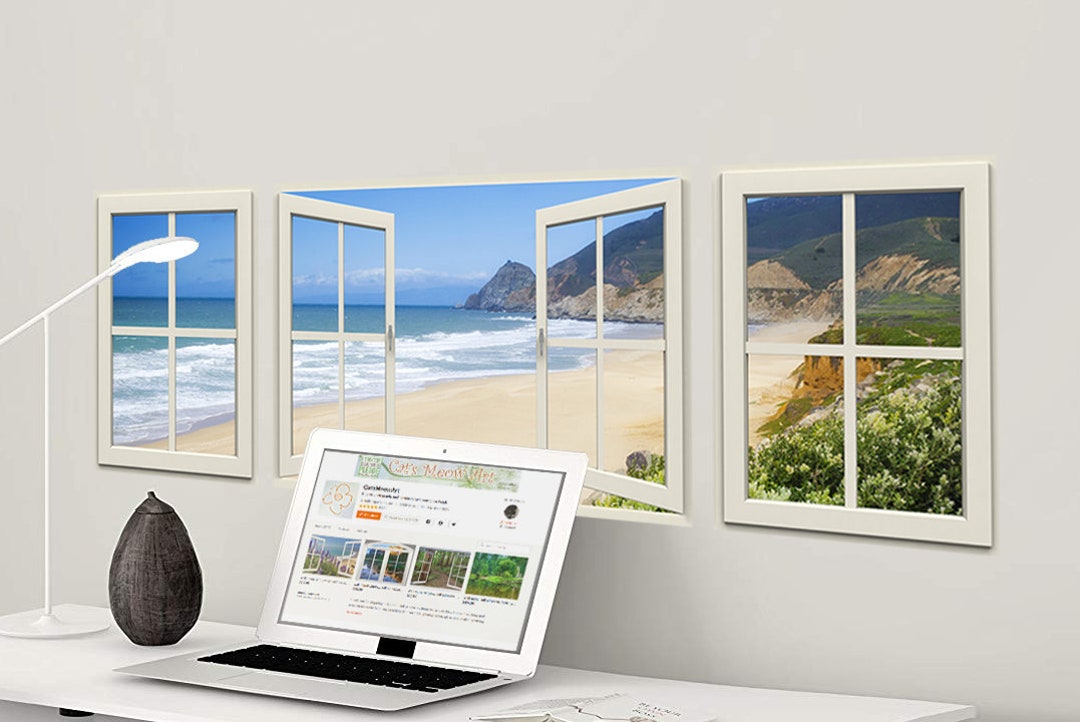 Wall Mural Windows, Self Adhesive, Big Sur Beach, California Window