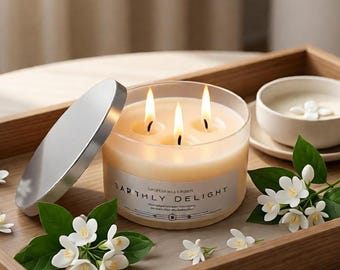 Luxury Fragrance Candle by Heaven and Earth - Earthly Delight -  3 wick Glass Candle Bowl - 10 oz wax fill