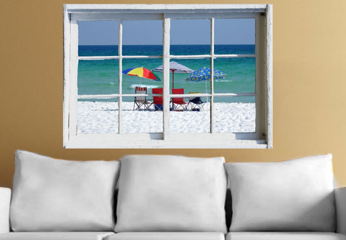 Wall Mural Window Self Adhesive Florida Beach Window View4 Etsy