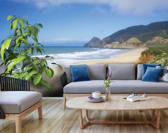 Wallpaper, self adhesive, Big Sur Coastal Beach / Peel and Stick Wallpaper/ Photo Mural