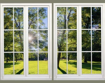 Meadow View Window Mural, Set of 4 Faux Window Decals