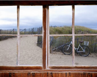 Cape Cod Beach View Wall Mural, Faux Window Decal