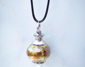 Lampwork Glass Bead Pendant- Olive Green Glass Pendulum