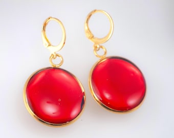 Upcycled Bath and Body Works label jewelry - Japanese Cherry Blossom Red Label Earrings