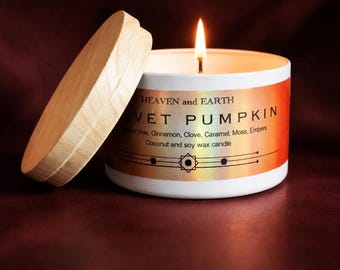 Velvet Pumpkin - Scented Luxury Fragrance Candle by Heaven and Earth, Coconut Soy Wax