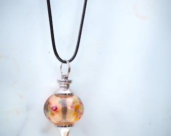 Lampwork Glass Bead Pendant- Amber Glass Pendulum