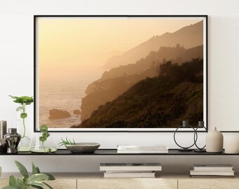 Archival Print -Golden Fog, Sunset On California Coast, Usa