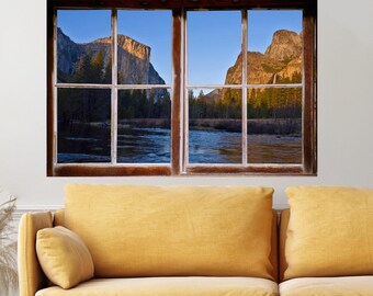 Yosemite Valley View Wall Mural, Faux Window Decal