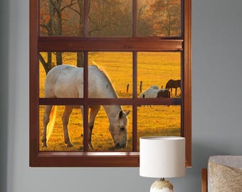 Wall mural window, self adhesive, Cades Cove window vertical view-large 24x36-perfect gift