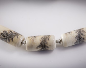 Fossil Cylinders -Lampwork Glass Bead Set