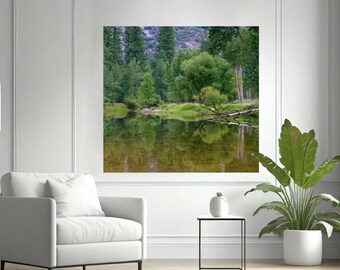 Wall mural, self adhesive, forest window view-Merced River-Yosemite