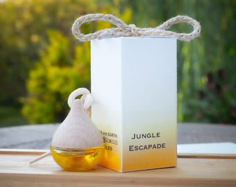 Car Fragrance Diffuser Glass Bottle - Jungle Escapade  – Scented Luxury for Any Car