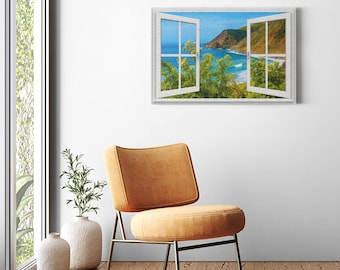 Canvas Wrap - Window Frame View With Big Sur Coastline