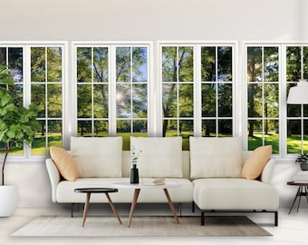 Meadow View Window Mural, Set of 4 Faux Window Decals