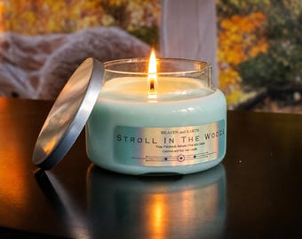 Stroll in the Woods –   1 Wick Glass Apothecary Jar Candle – 10 oz wax fill, Coconut Soy Wax