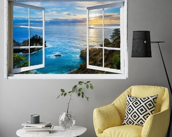 Big Sur McWay Falls View Wall Mural, Self Adhesive Decal